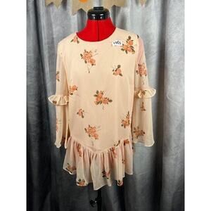 LC LAUREN CONRAD Floral Sheer Blouse Medium